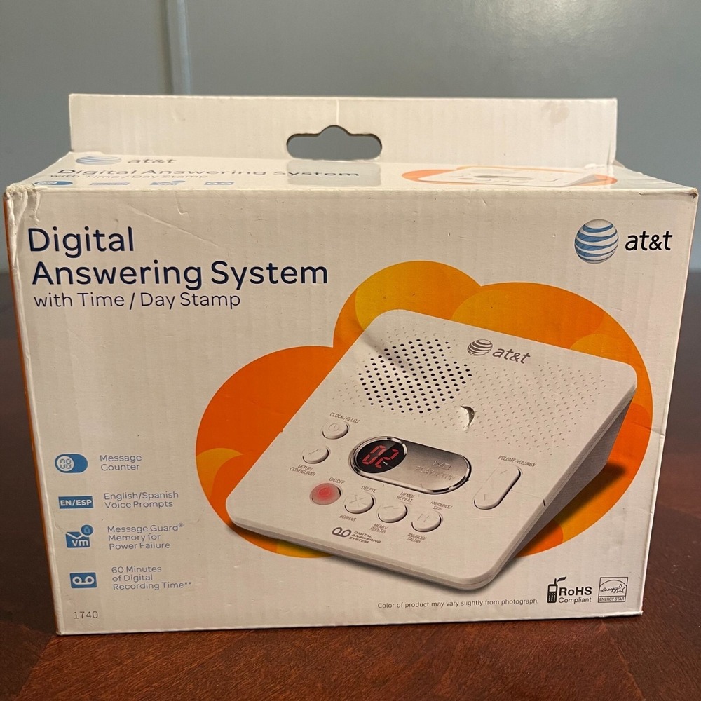 AT&T 1740 Digital Answering Machine‎ System Time/Day Stamp 60 Min Recording New